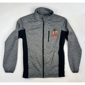 Chicago Blackhawks Sz Small Full Zip Gray Jacket Poly‎ Blend